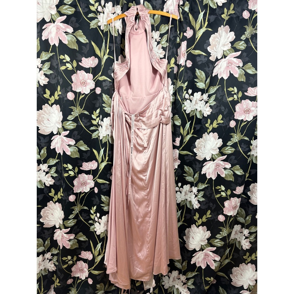 Ieena for Mac Duggal 11642 SHK Blush Pink Satin Halter Gown Dress Womens 12 - Picture 10 of 12